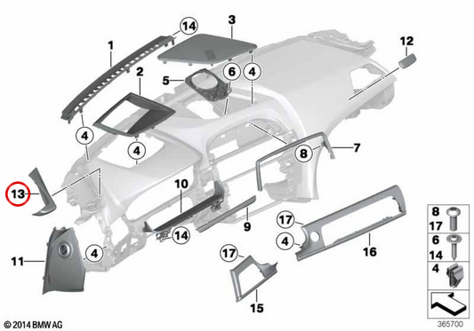 Original BMW Abdeckung links 51459216617 für BMW 6er F06, F12, F13 und G32