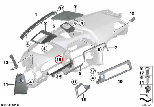 OEM 5145924339 Dashboard -Abdeckung für BMW F06, F12, F13. Original BMW.