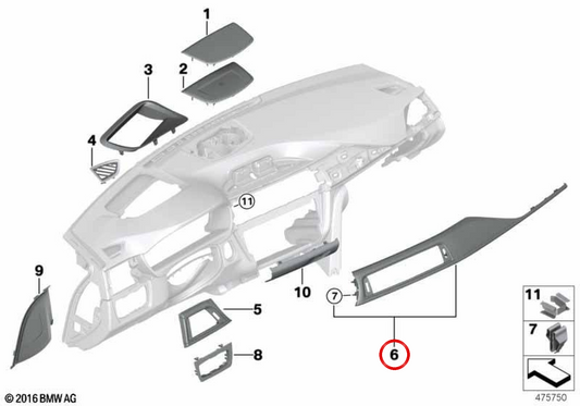 Modano splash nero luminoso per BMW F30, F31, F34, F32, F33, F36. BMW originale.