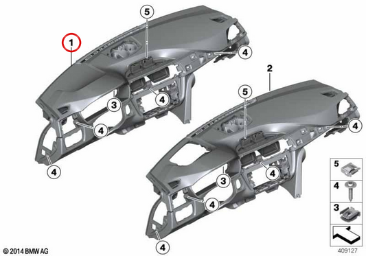 OEM 51459248045 Dashboard für BMW F30, F31, F34, F80, F32, F33, F36, F82, F83. Original BMW.