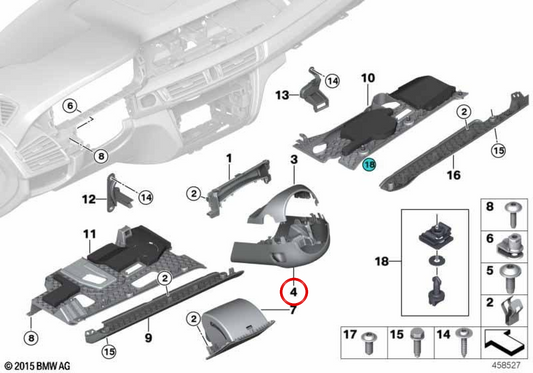 Untere Abdeckung von OEM 51459258212 Management für BMW F15, F16. Original BMW.