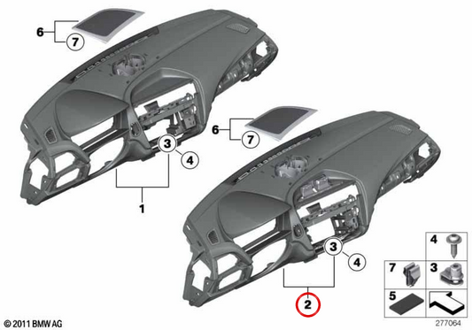OEM 51459270595 dashboard for BMW F20, F21, F22, F23, F87. Original BMW.
