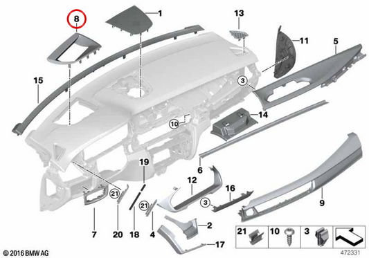 HEAD-UP Display OEM 51459281641 for BMW F15, F85. Original BMW.