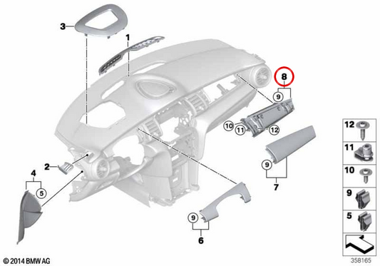 Compartimento oculto lado acompañante OEM 51459290340 para MINI F56, F55. Original MINI.