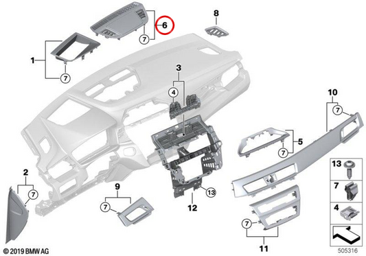 Couvercle de ventilation indirecte OEM 51459292139 pour BMW F48, F39. BMW d'origine.
