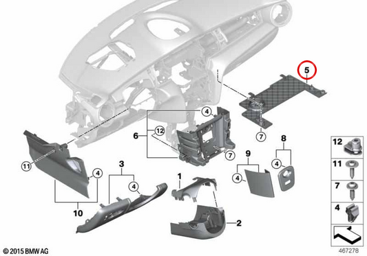 Abdeckung des linken Beifahrerfußstützenfachs OEM 51459301545 für MINI F56, F56 BEV, F56 LCI, F55, F55 LCI, Cabrio F57... und mehr. Originaler MINI.
