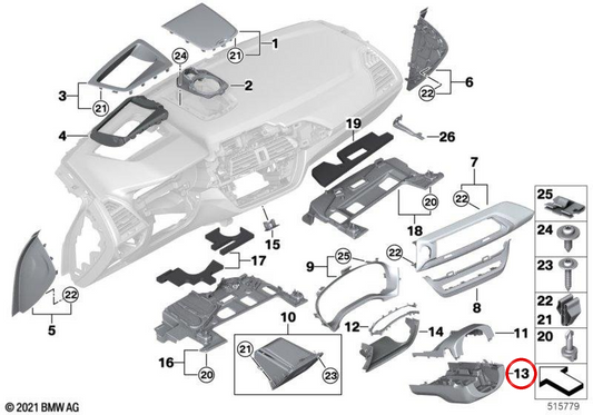 Copertura inferiore della colonna di direzione OEM 51459379212 per BMW G01, G08. BMW originale.