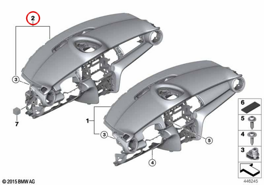 Painel de instrumentos marrom fosco OEM 51459384406 para MINI F56, F55, Cabrio F57. MINI originais.