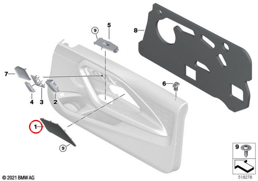 Rechts Embinedor OEM 51459475414 für BMW G42. Original BMW.