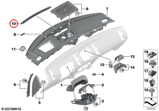 Panneau de protection central de pare-brise OEM 51459627939 pour MINI Countryman U25 (2022-2025). MINI d'origine.