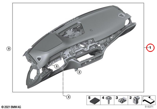 Leder-Armaturenbrett mit Kopf-up-Display OEM 51459628119 für BMW G80, G81, G82, G83. Original BMW.
