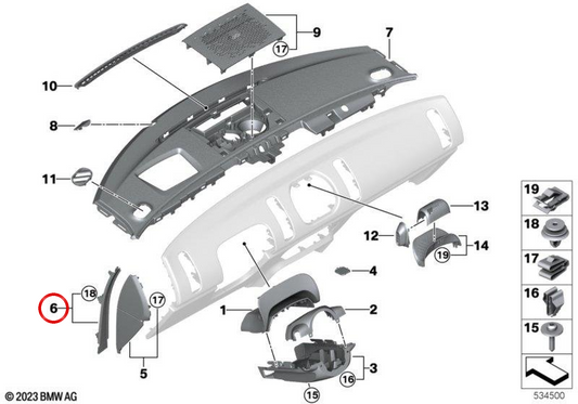 Right central A-pillar molding OEM 51459642370 for MINI Countryman U25 (10/2022 - 03/2025). Original MINI.