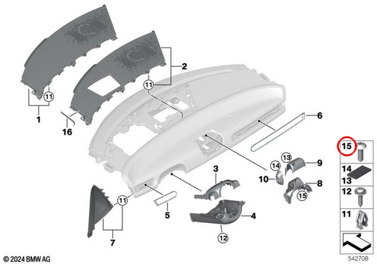 Panned screw with nut OEM 51459645231 for MINI Cooper J01, Aceman J05... and more. Original MINI.