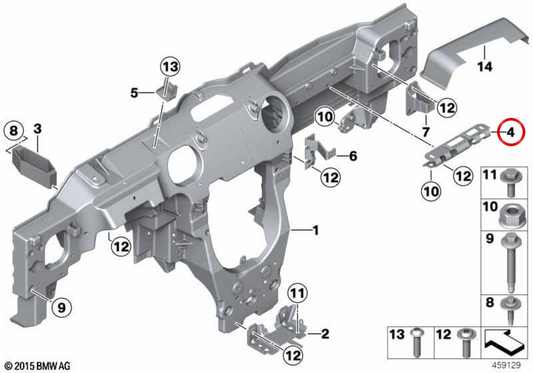 Support airbag passager OEM 51459803902 pour MINI Countryman R60, Paceman R61. MINI d'origine.