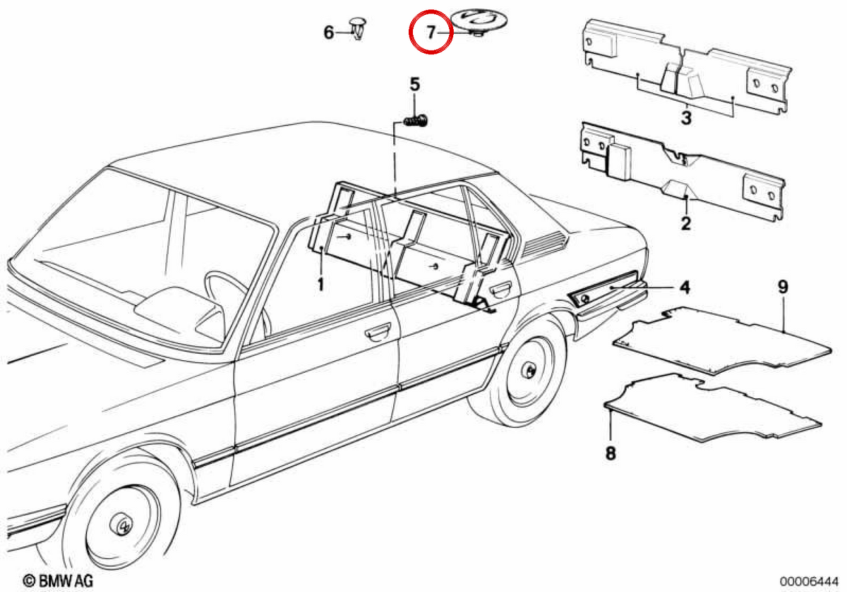 Evelolecedora Cover OEM 51461858757 per BMW E12. BMW originale.