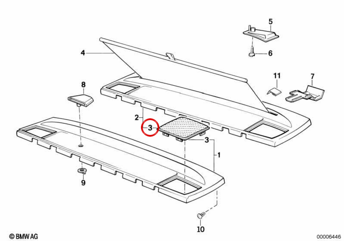 OEM side grid 51461950737 for BMW E34, E32. Original BMW.