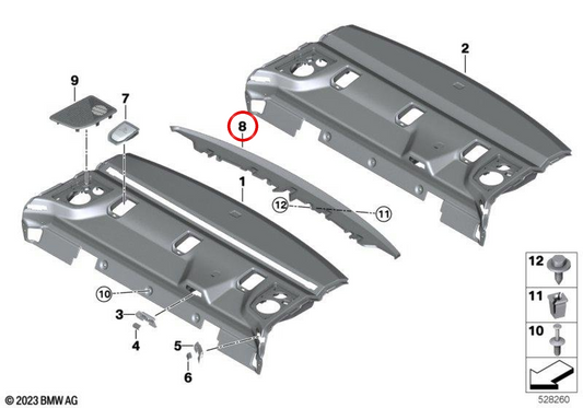Bords bildet OEM 51465A36F88 für BMW G60, G90. Original BMW.
