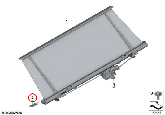 BEWONDEN DECKE FÜR PERSIANA LASSE PARASOL OEM 51465A36F91 für BMW G60, G90. Original BMW.