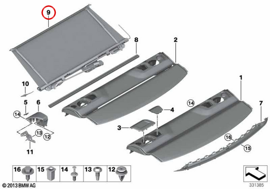 Guarda-sóis de rolo OEM 51467276921 para BMW F32, F82. BMW genuíno.