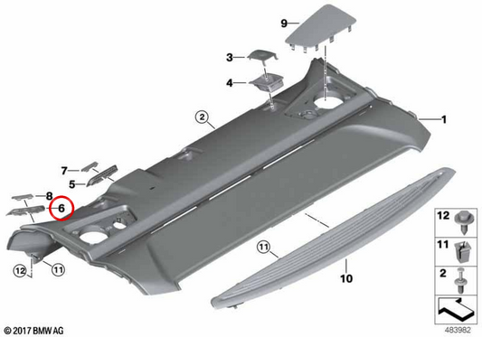 Embels Output right belt OEM 51467431228 for BMW G30 (518d, 520d) 2018-2023. Beige Canberra color. Original BMW.
