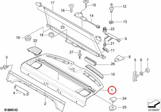OEM 51468208251 Curtain de parasol arrière pour la série BMW 5 E39. BMW d'origine.