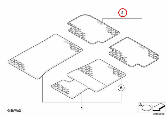 Jeu en caoutchouc arrière Anthrazit OEM 51470427558 pour la série BMW 3 E90, E90 LCI, E91, E91 LCI. BMW d'origine.