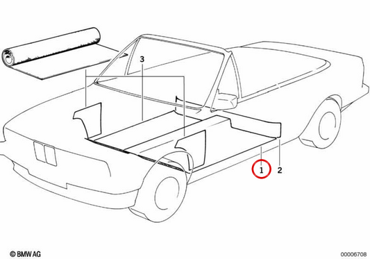 Isolation acoustique et revêtement de sol OEM 51471942689 pour BMW E30. BMW d'origine.