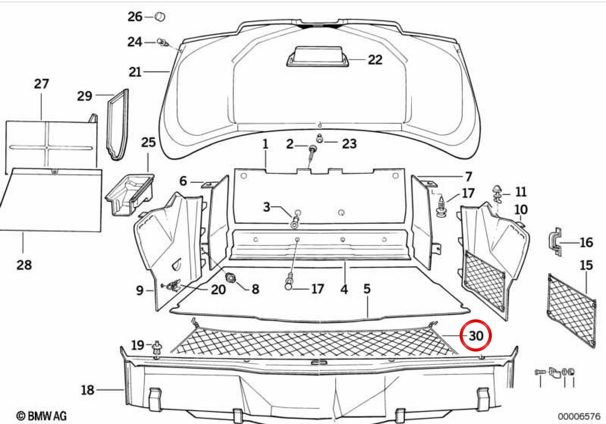 OEM 5147253806 Network Trunk per BMW E31. BMW originale.