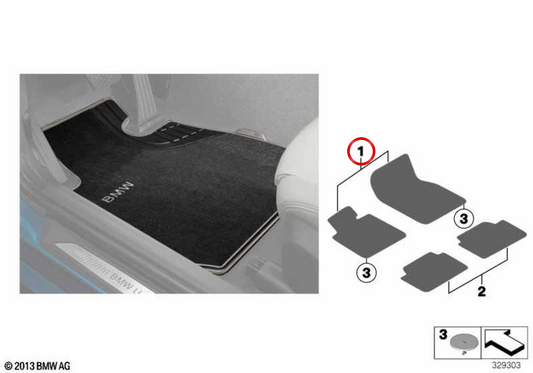 OEM 5147287918 fabric carpets for BMW F45 and F46. Original BMW.