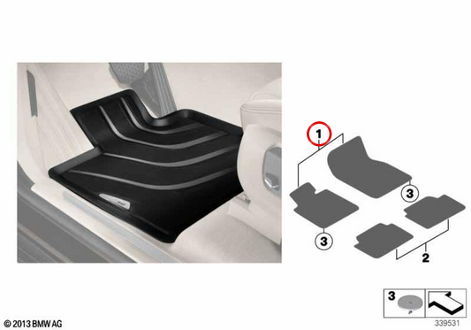 Alfombrillas de goma impermeables OEM 51472458442 para BMW F25 (X3) y F26 (X4). Original BMW