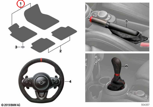 JCW Textilmatten vorne OEM 51472469133 für MINI Countryman F60, F60 LCI, U25. Originaler MINI.