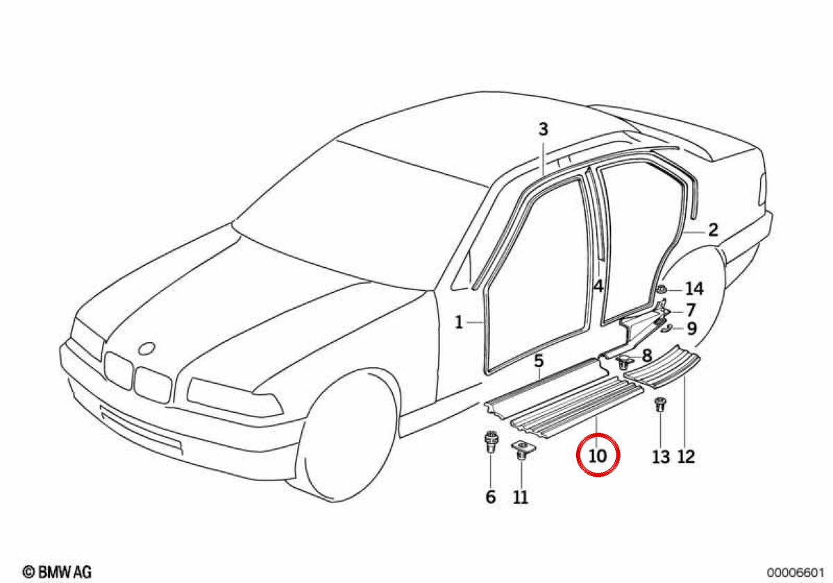 OM 51472489985 Vorderbügel verziert für BMW E36. Original BMW.