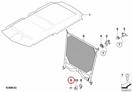 Vite di fissaggio rivestimento bagagliaio OEM 51472756568 per MINI Clubman R55 e F54. MINI Originale