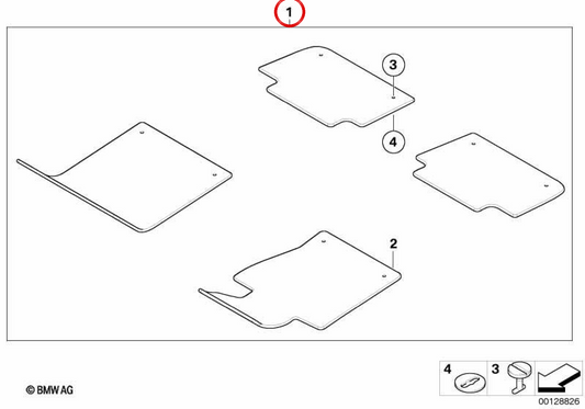 Velour d'origine des veloors OEM 51473419060 pour BMW E83 (x3). BMW d'origine.