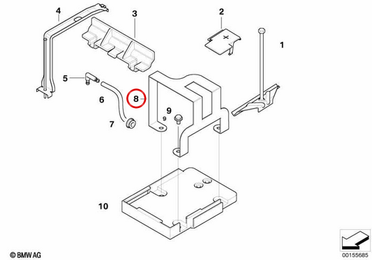 Suporte de retenção de bateria OEM 51473440574 para BMW E86. BMW genuíno.