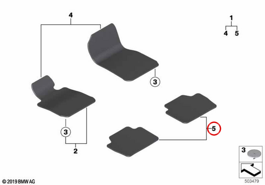 BMW Original hintere Teppiche für 1 F21 -Serie und Serie 2 F22. OEM 51475A02F70.