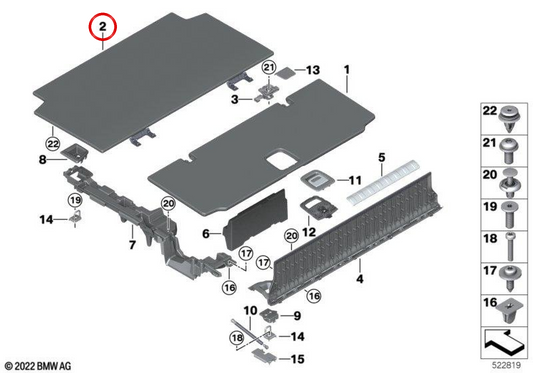 Piso do porta-malas dianteiro OEM 51475A0B6C1 para BMW X5 G05 xDrive50e e xDrive45e (2019-2026). BMW genuíno.