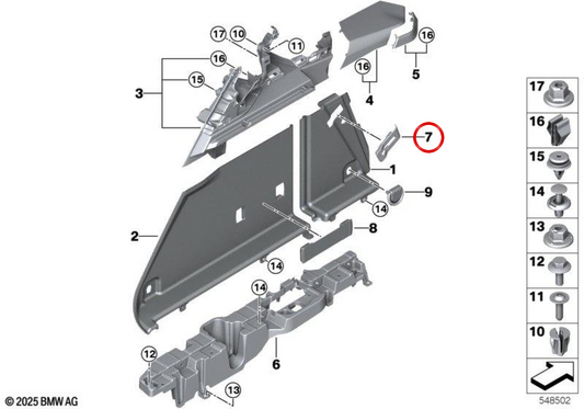 Cubierta embellecedora para hebilla del cinturón de seguridad izquierda OEM 51475A0C723 para BMW iX (I20). Original BMW.