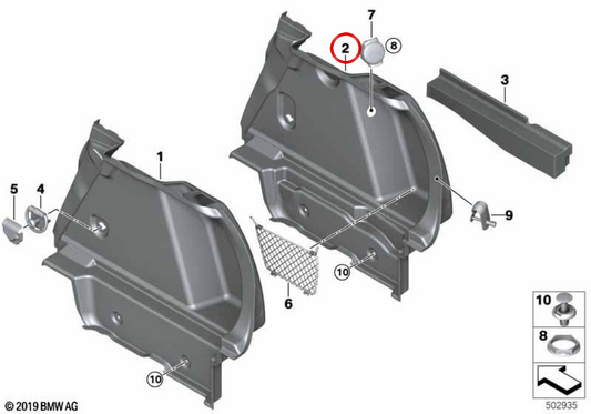 Rechte laterale Auskleidung OEM 51475A26BB6 für BMW F40. Original BMW.