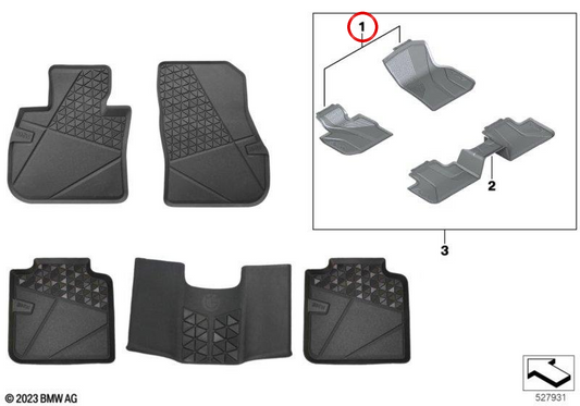 Alfombrillas impermeables originales OEM 51475A2DA74 para BMW U06 (Serie 2 Active Tourer). A juego perfecto y duraderas.