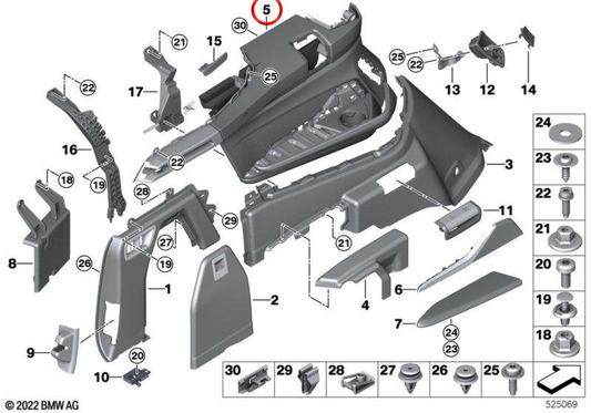 Obere linke Auskleidung des Oueter 51475A35C67 für BMW G07. Original BMW.
