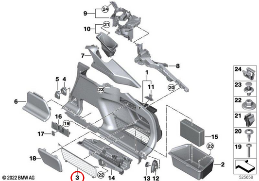 Rede direita do porta-malas para BMW (OEM 51475A3B0F8). BMW genuíno