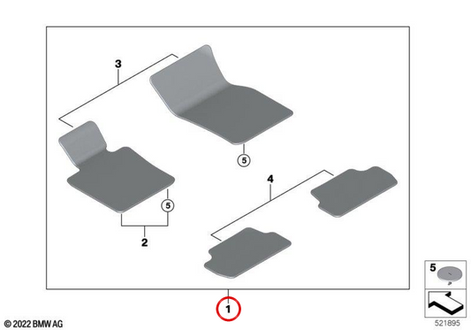 OEM 51475A56042 Set tappetini anteriori per MINI F56, F56 BEV, F56 LCI, F66, F57 Cabrio, F67 Cabrio... e altro ancora. MINI originale.