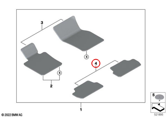 OEM 51475A56044 Ensemble de tapis arrière pour Mini Cabrio F57, F67, F57 LCI. Mini d'origine.