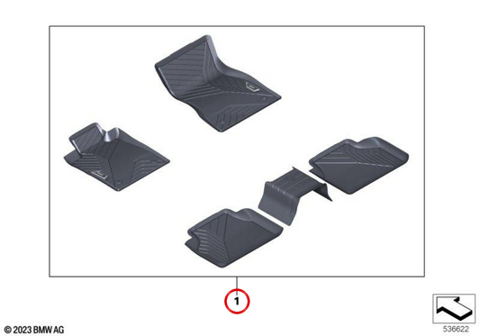 Alfombrilla de suelo OEM 51475A928F4 para BMW G68. Original BMW.