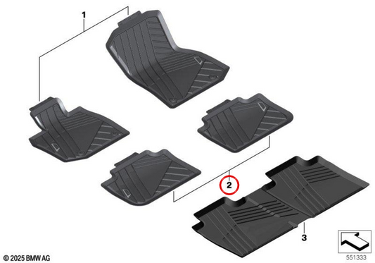 OEM impermeabile (posteriore) 51475B3C4E7 per BMW X3 G45. Progettazione perfetta in pizzo e non -slip. Proteggi l'interno dallo sporco e dall'umidità. BMW originale.