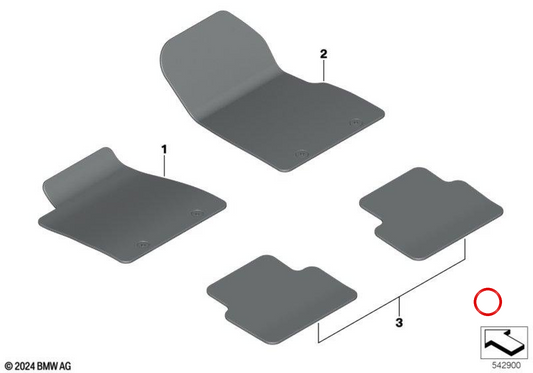 OEM 51475B5E901 Game de tapis arrière anthracite pour Mini Aceman J05 E, SE, JX1 ... et plus encore. Mini d'origine.