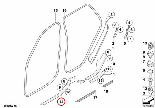 Burne bindet für BMW E70 den rechten Vordereingang 51476967156. Original BMW.
