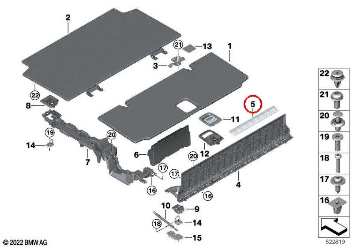 Protector de carga OEM 51476991390 para BMW G05. Original BMW.