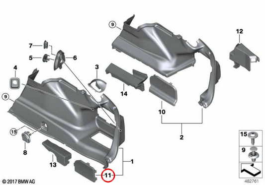 OEM 51476993272 Copertura del distributore corrente per BMW F90, G30, G38. BMW originale.
